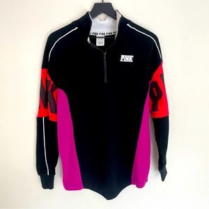 Pink Victoria’s Secret Black Pink & Red 1/4 Zip Mock Neck Pullover Cozy Lounge